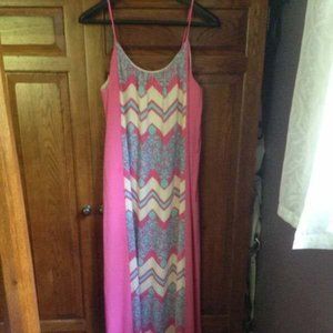 nice Birdcage Pink Maxi Dress Long Sundress Medium